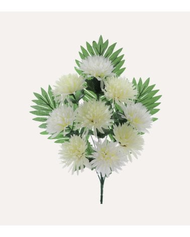Ramo Decorativo de Crisantemos y Palmas de Poliéster y Plástico