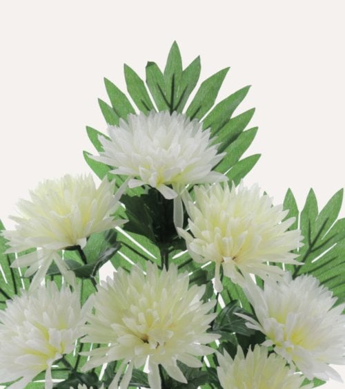 Ramo Decorativo de Crisantemos y Palmas de Poliéster y Plástico