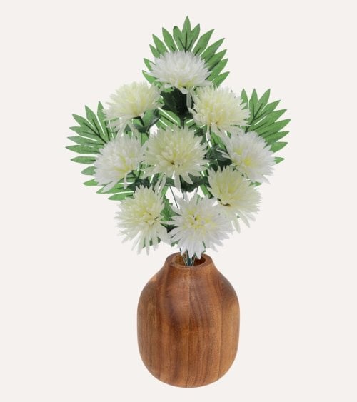 Ramo Decorativo de Crisantemos y Palmas de Poliéster y Plástico