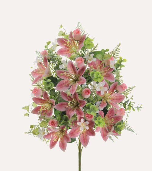 Ramo Decorativo Capullos de Lilium y Palma de Poliéster y Plástico