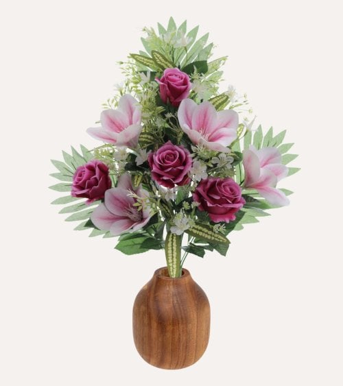 Ramo Decorativo Magnolias y Rosas de Poliéster y Plástico