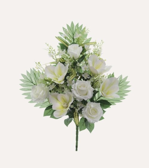 Ramo Decorativo Magnolias y Rosas de Poliéster y Plástico