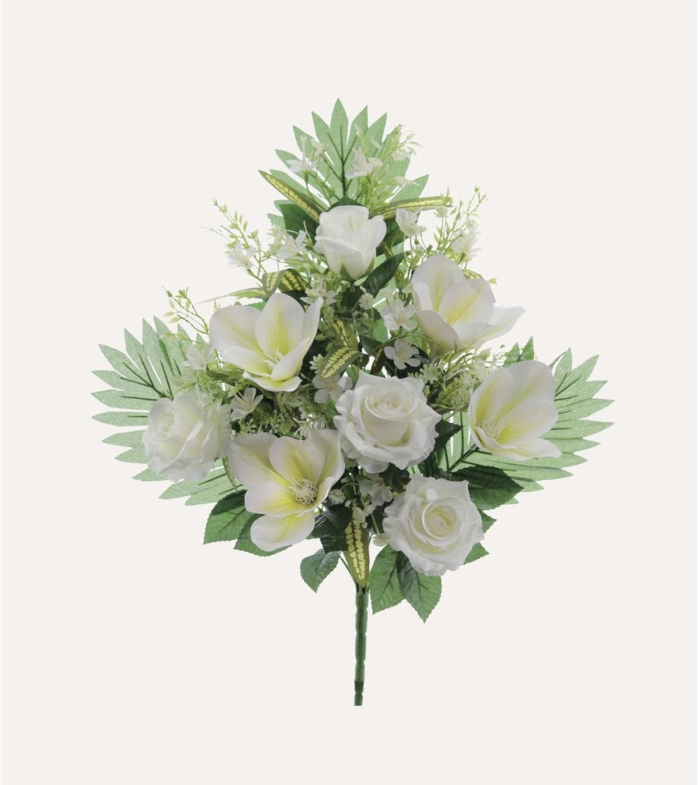 Ramo Decorativo Magnolias y Rosas de Poliéster y Plástico