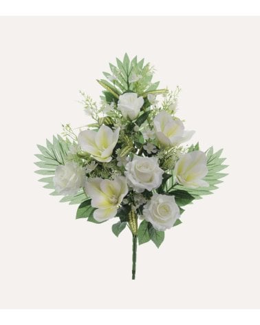 Ramo Decorativo Magnolias y Rosas de Poliéster y Plástico