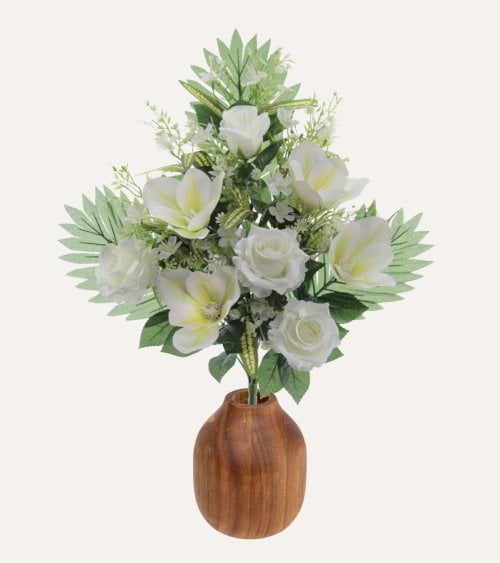 Ramo Decorativo Magnolias y Rosas de Poliéster y Plástico