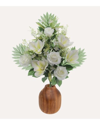 Ramo Decorativo Magnolias y Rosas de Poliéster y Plástico