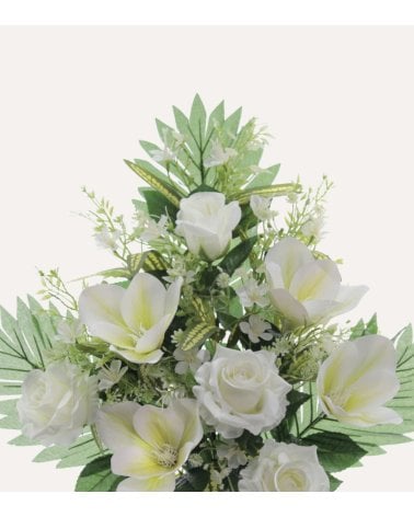Ramo Decorativo Magnolias y Rosas de Poliéster y Plástico
