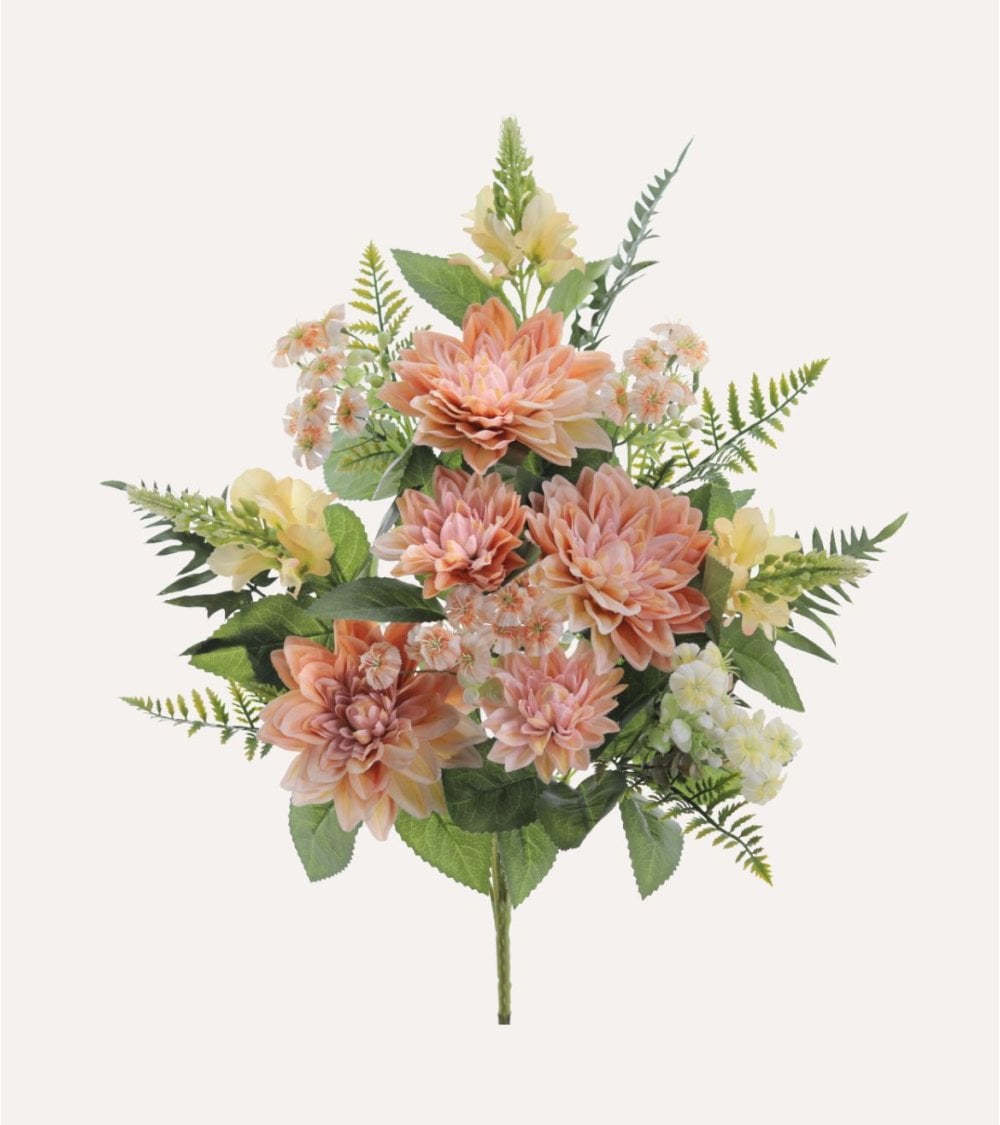 Ramo Decorativo Dalias con Palmas de Poliéster y Plástico