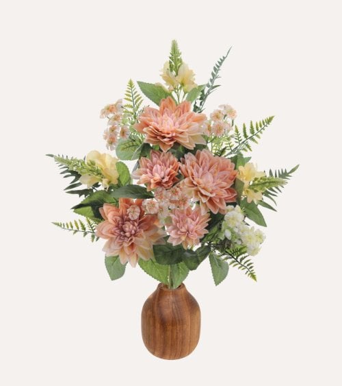 Ramo Decorativo Dalias con Palmas de Poliéster y Plástico