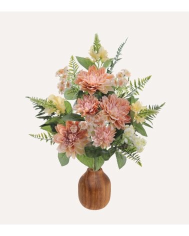 Ramo Decorativo Dalias con Palmas de Poliéster y Plástico