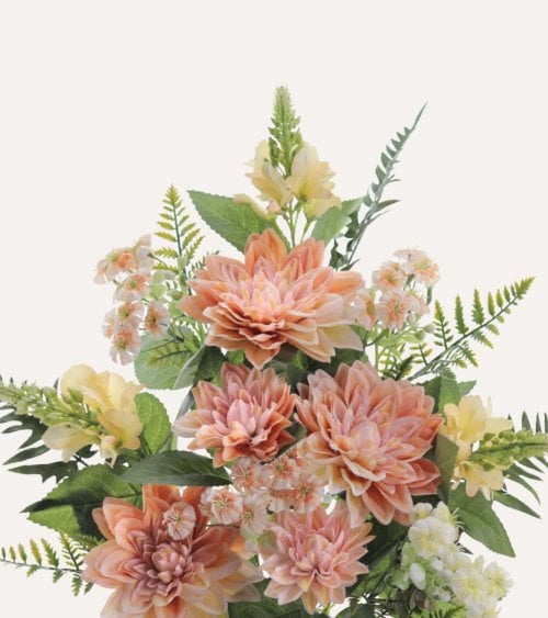Ramo Decorativo Dalias con Palmas de Poliéster y Plástico