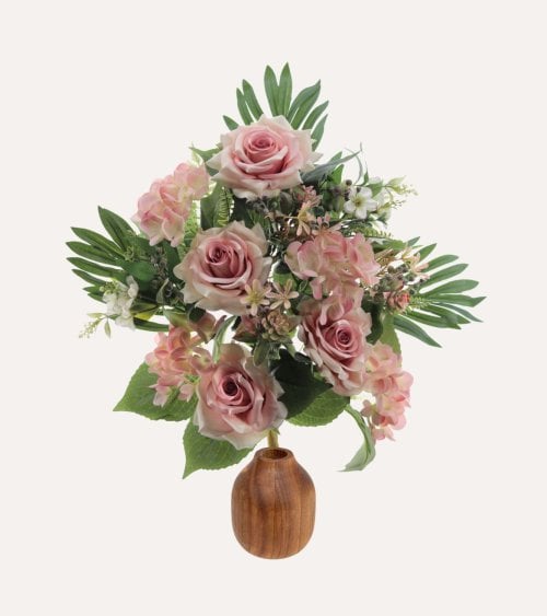 Ramo Decorativo Hortensias y Rosas de Poliéster y Plástico