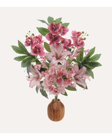 Ramo Decorativo Lilium, Hortensias y Orquídeas de Poliéster y Plástico