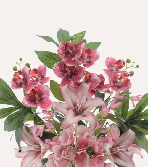 Ramo Decorativo Lilium, Hortensias y Orquídeas de Poliéster y Plástico