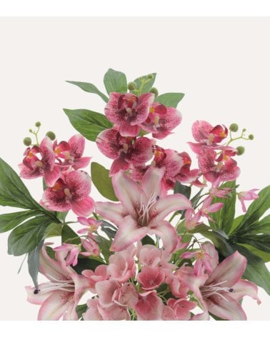 Ramo Decorativo Lilium, Hortensias y Orquídeas de Poliéster y Plástico
