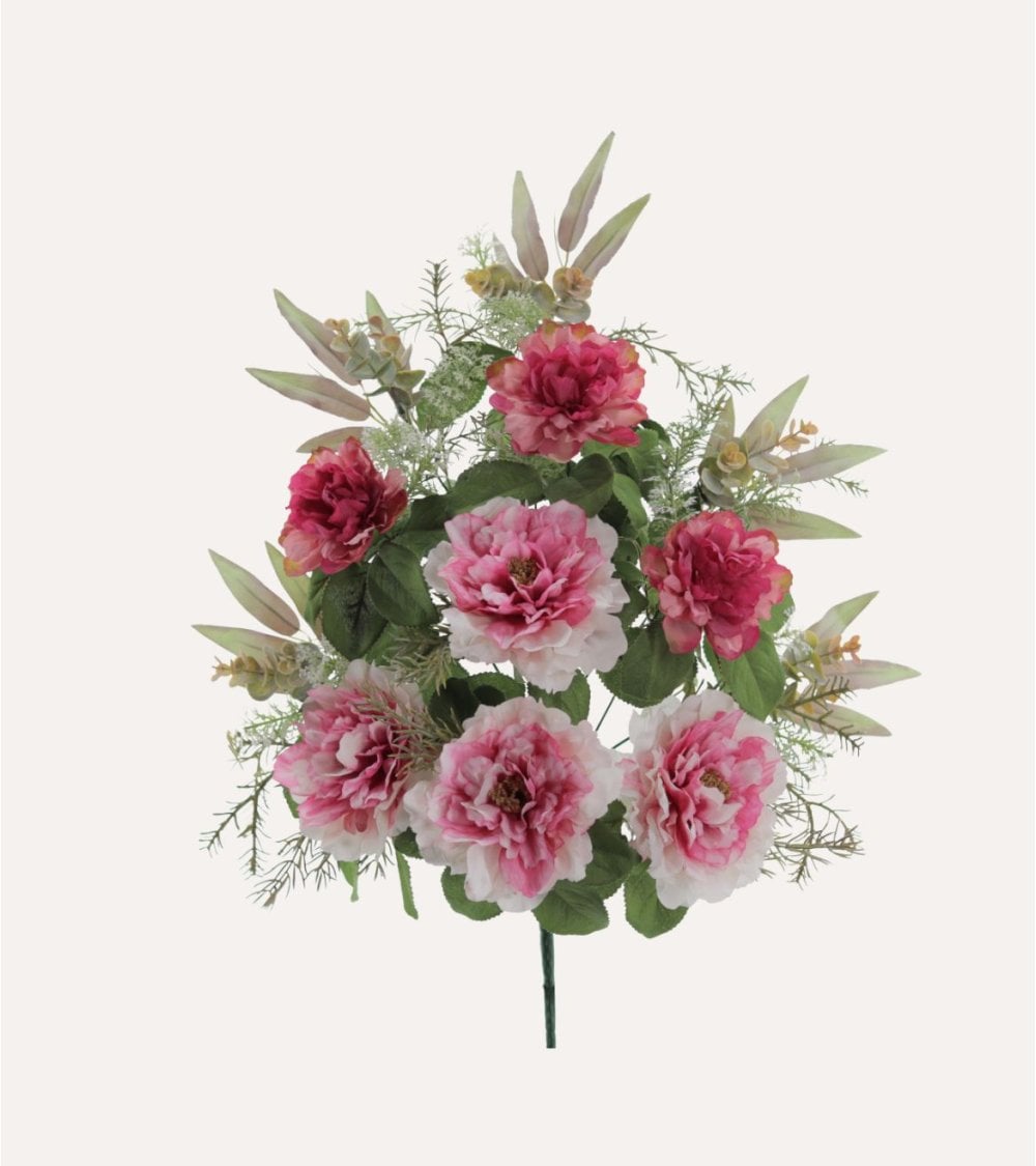 Ramo Decorativo Peonias Vintage de Poliéster y Plástico