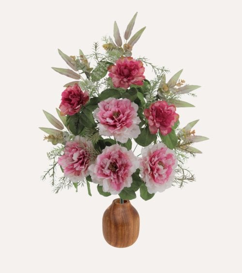 Ramo Decorativo Peonias Vintage de Poliéster y Plástico