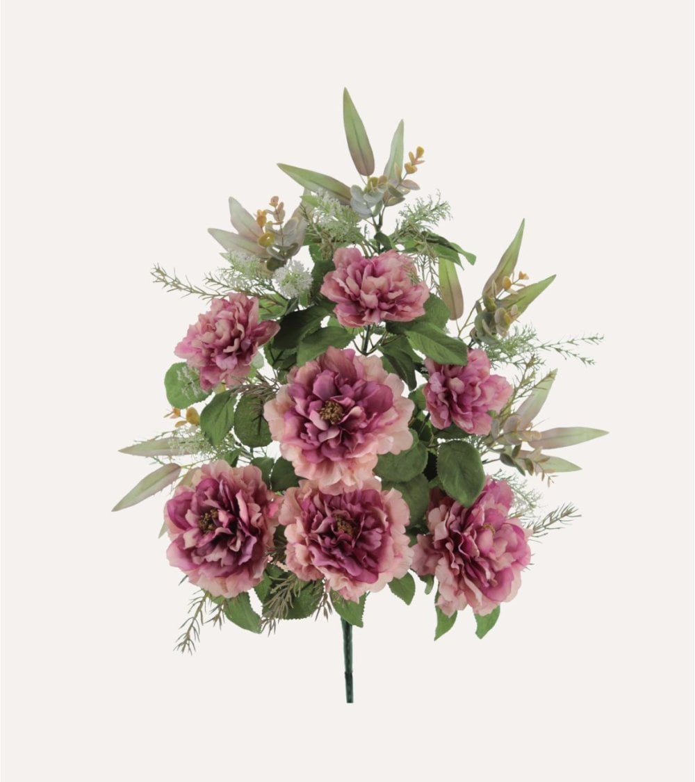 Ramo Decorativo Peonias Vintage de Poliéster y Plástico