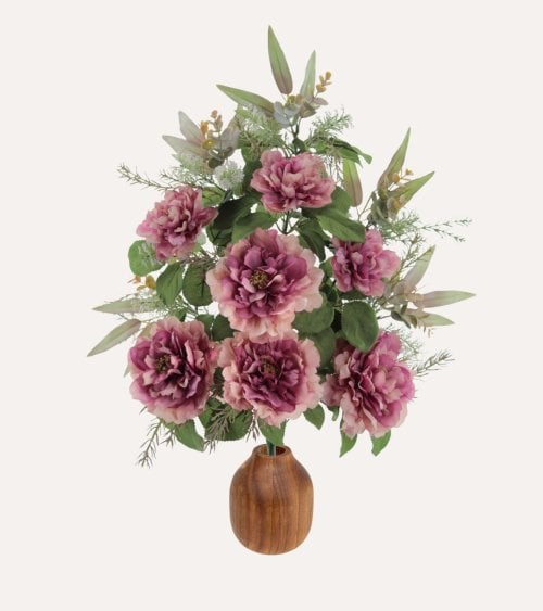 Ramo Decorativo Peonias Vintage de Poliéster y Plástico