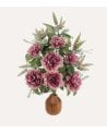 Ramo Decorativo Peonias Vintage de Poliéster y Plástico