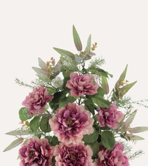 Ramo Decorativo Peonias Vintage de Poliéster y Plástico