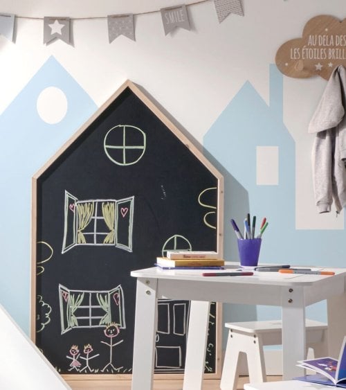 Pizarra Infantil con Forma de Casa de MDF