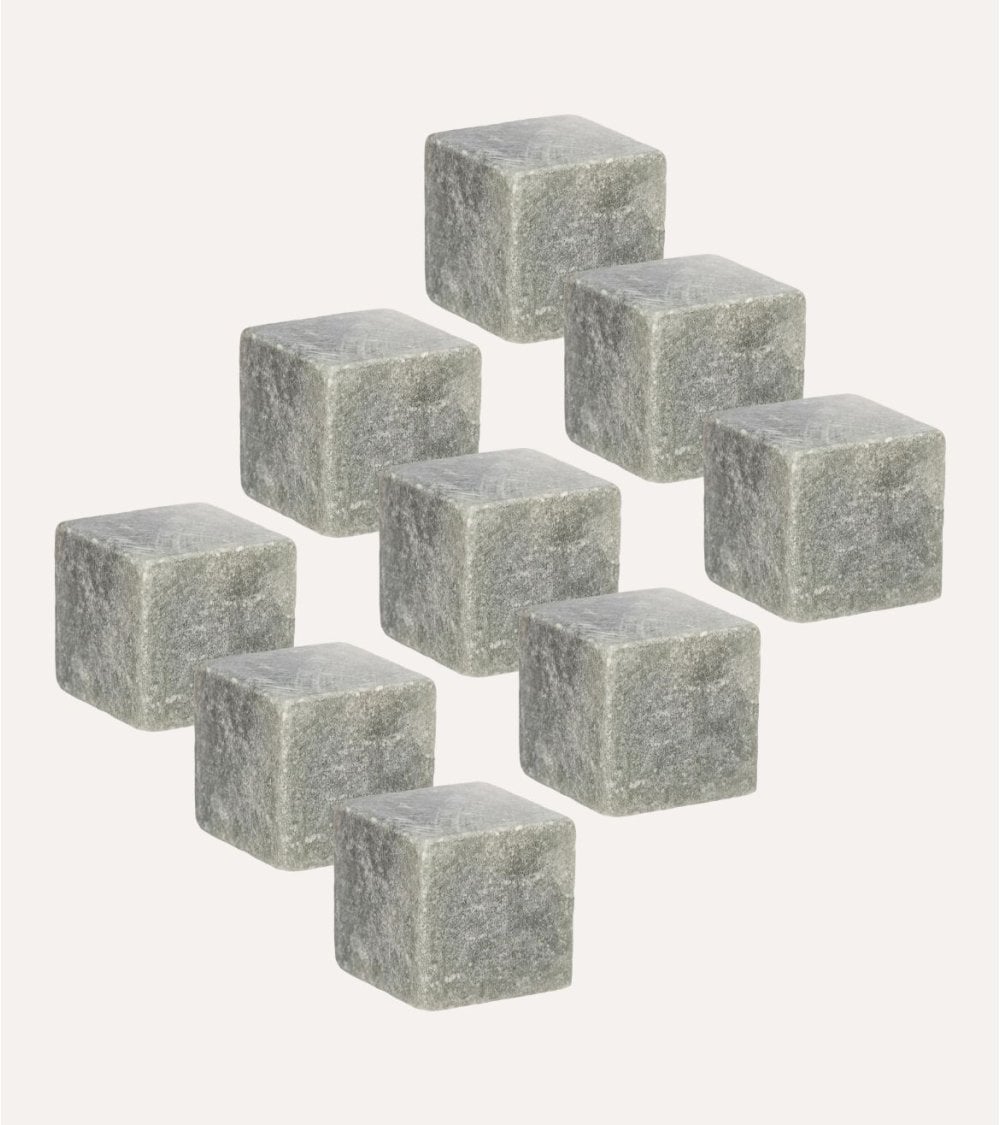 Set de 9 Cubitos Piedra para Whiskey de Esteatita
