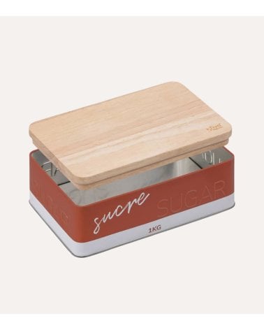 Caja para Azúcar de Metal con Tapa de Madera