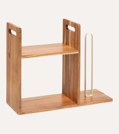 Estante de Cocina y Portarrollo de Madera de Acacia y Metal