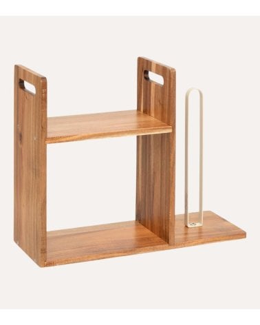 Estante de Cocina y Portarrollo de Madera de Acacia y Metal