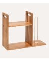 Estante de Cocina y Portarrollo de Madera de Acacia y Metal