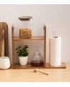 Estante de Cocina y Portarrollo de Madera de Acacia y Metal