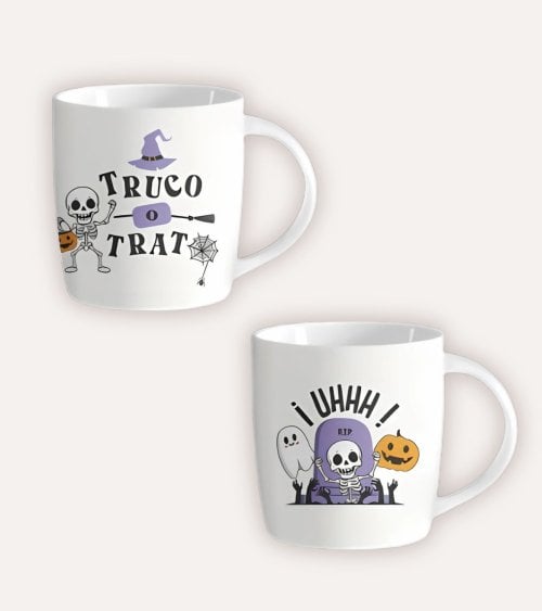Taza Mug Esqueletos de Halloween de Cerámica
