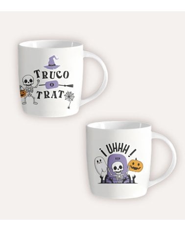 Taza Mug Esqueletos de Halloween de Cerámica