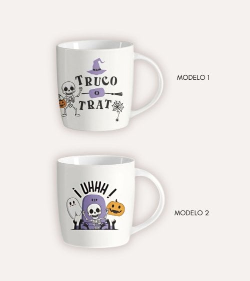 Taza Mug Esqueletos de Halloween de Cerámica