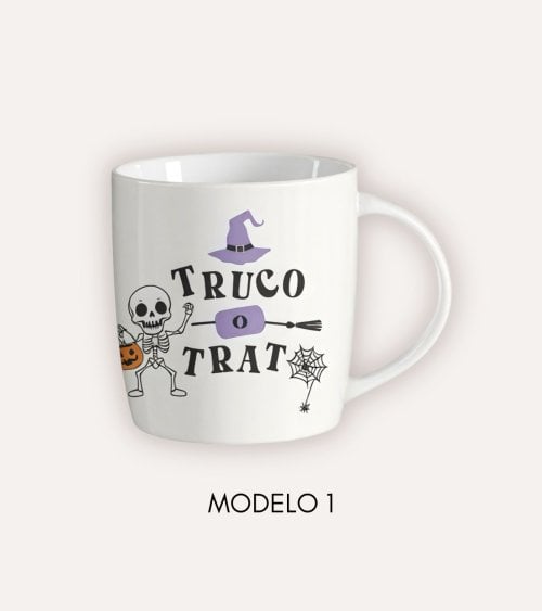 Taza Mug Esqueletos de Halloween de Cerámica