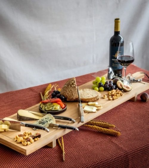 Bandeja para Quesos y Tapas con Asa y Base de Bambú