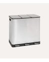Cubo de Basura con 3 Compartimentos de Acero Inoxidable