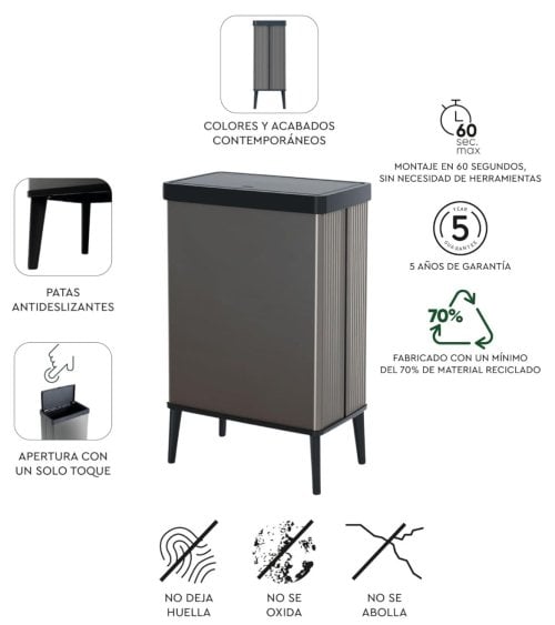 Cubo de Basura Verto High de Plástico con Patas
