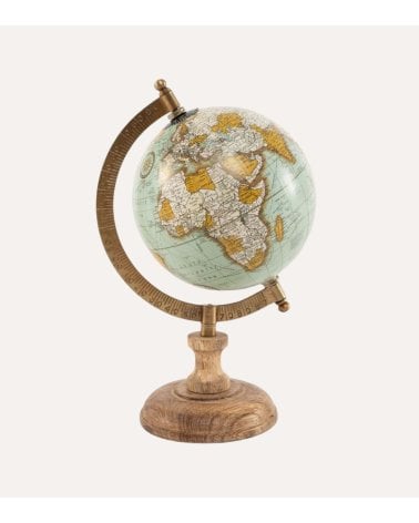 Globo Terráqueo de Pie Decorativo Vintage de Metal y Madera