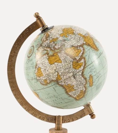 Globo Terráqueo de Pie Decorativo Vintage de Metal y Madera