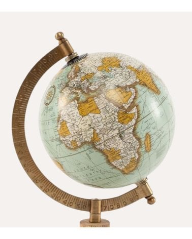 Globo Terráqueo de Pie Decorativo Vintage de Metal y Madera