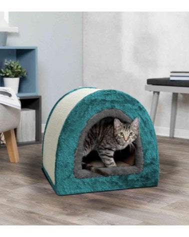 Casa con Rascador para Gatos de Cartón