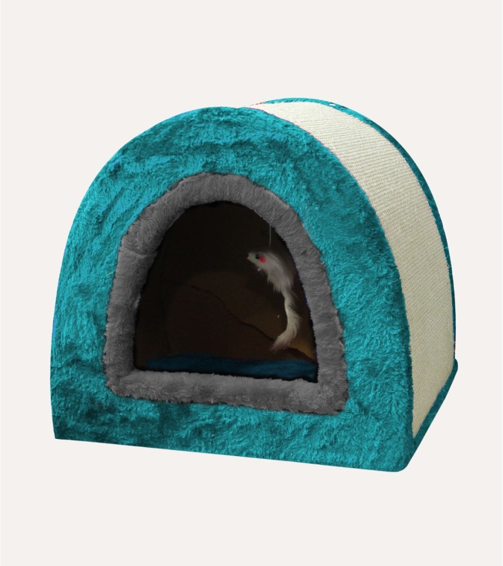 Casa con Rascador para Gatos de Cartón