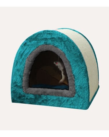 Casa con Rascador para Gatos de Cartón