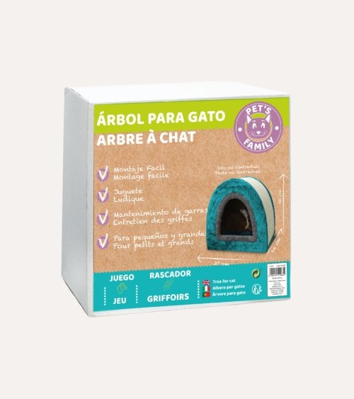 Casa con Rascador para Gatos de Cartón