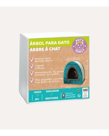Casa con Rascador para Gatos de Cartón