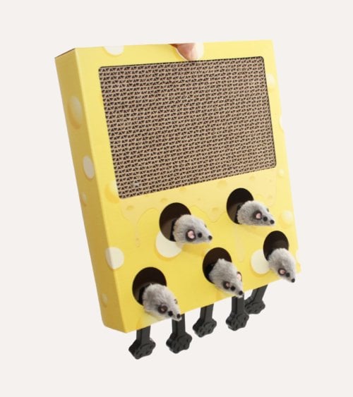 Rascador y Juego para Gatos Queso de Cartón