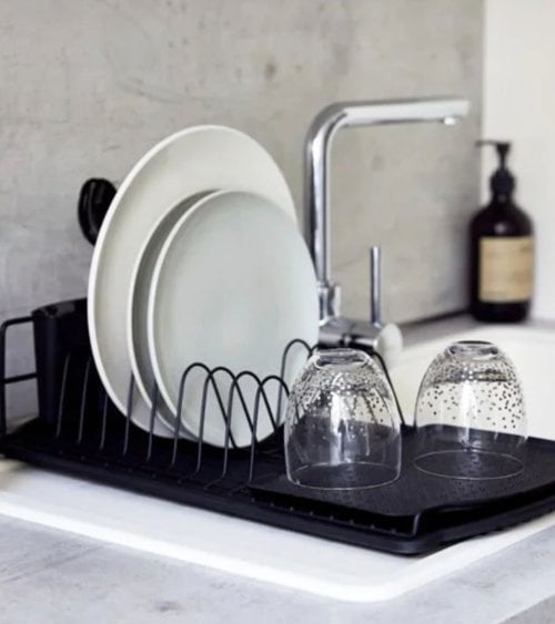 Escurreplatos Black con Bandeja de Metal y Plástico