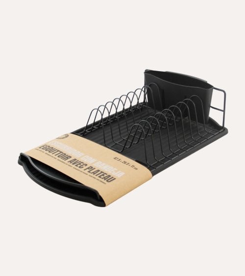 Escurreplatos Black con Bandeja de Metal y Plástico